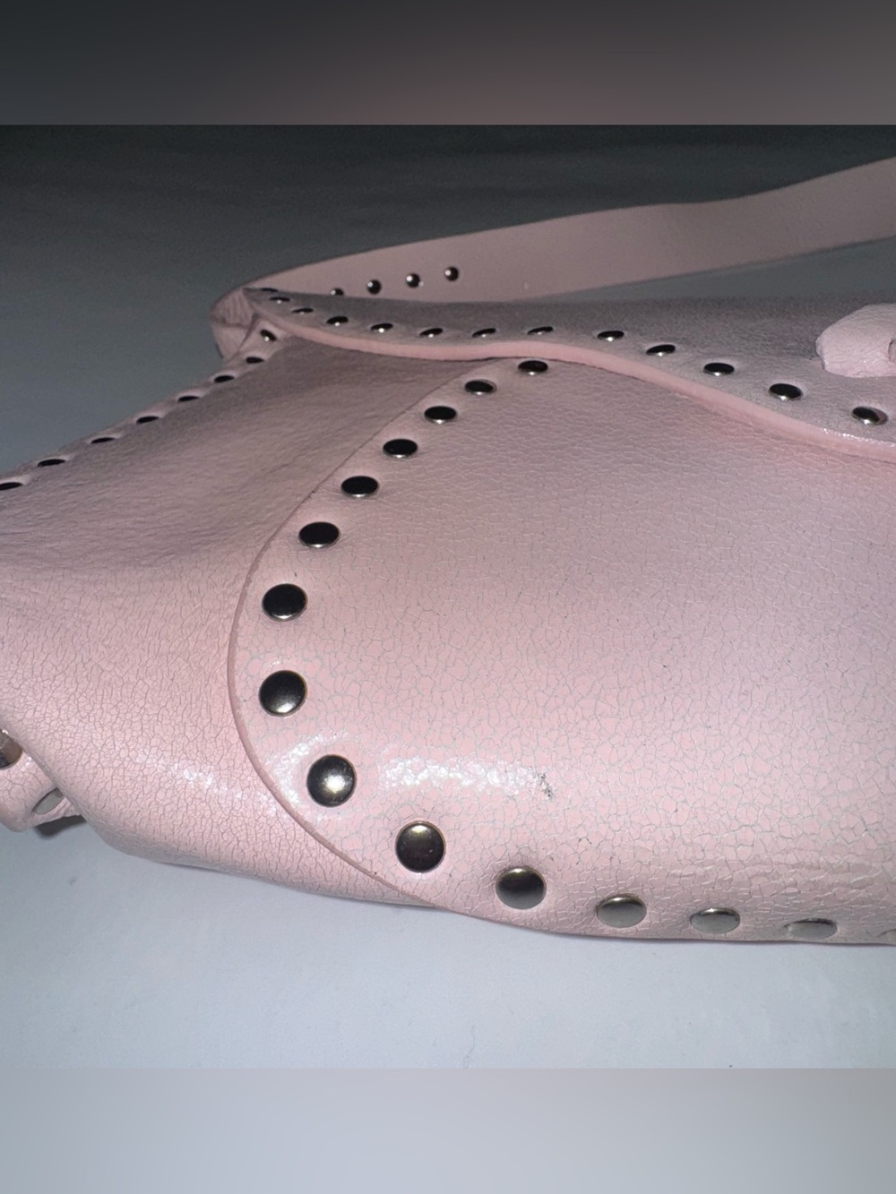 Celine Triomphe Poulbot Vintage Italy Designer Shoulder Bag Pink Studded - Picture 6 of 16